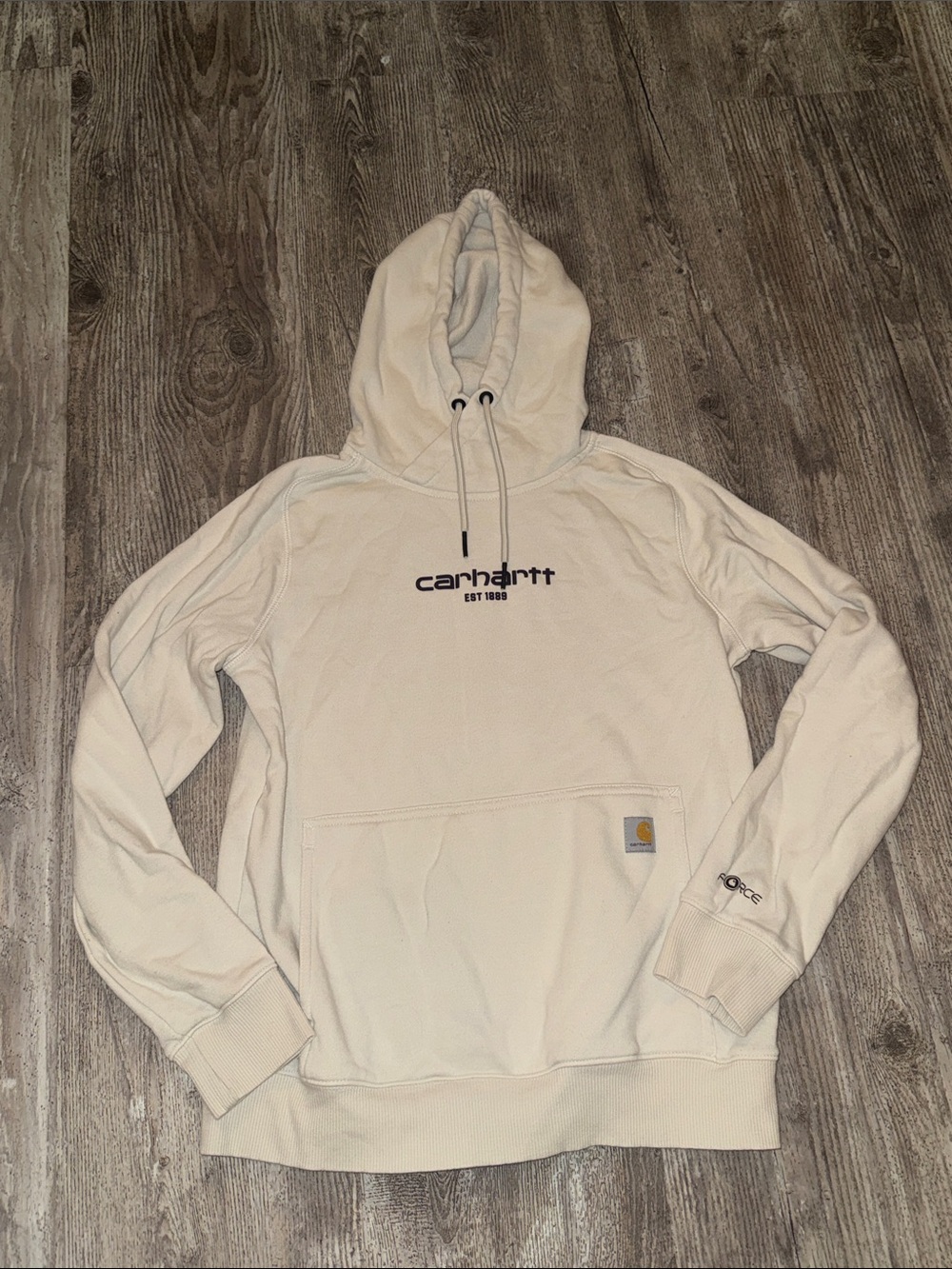 Carhartt Men’s Cream Crewneck Hoodie with Chest Logo